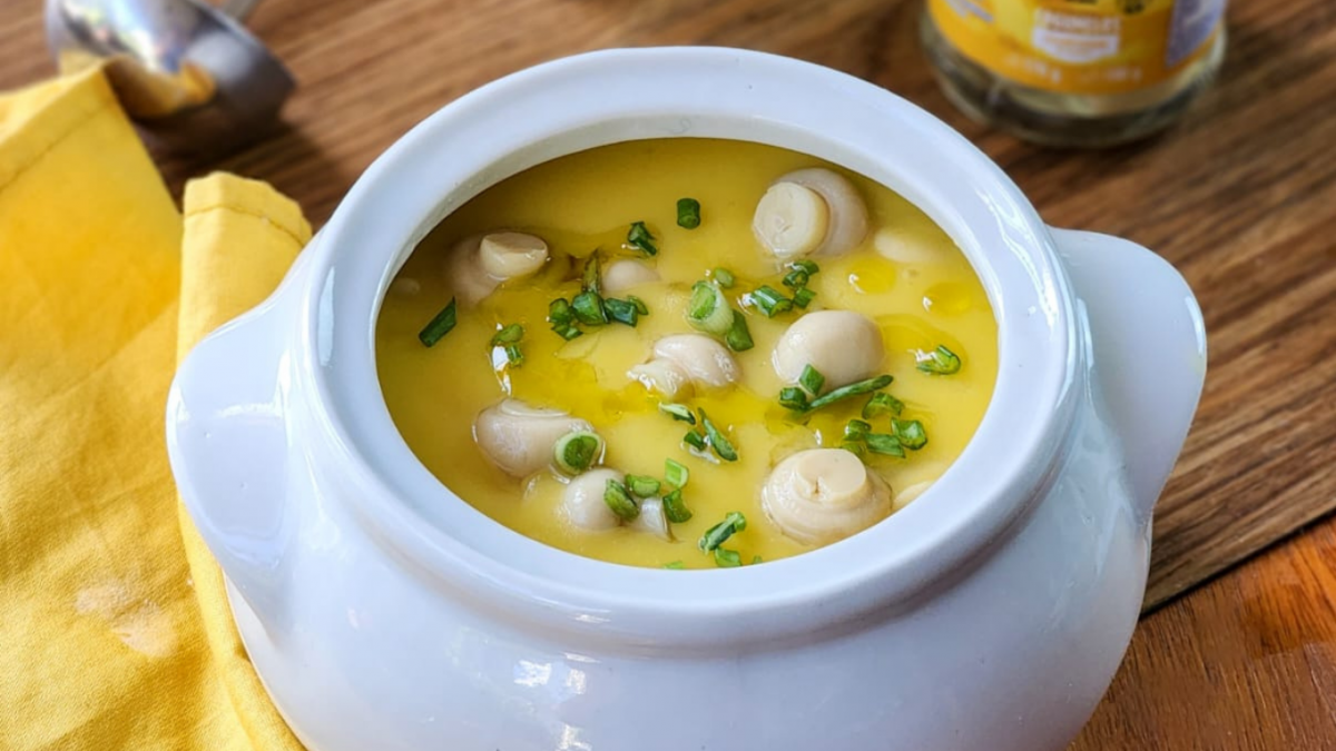 receita de creme de mandioquinha com champignon