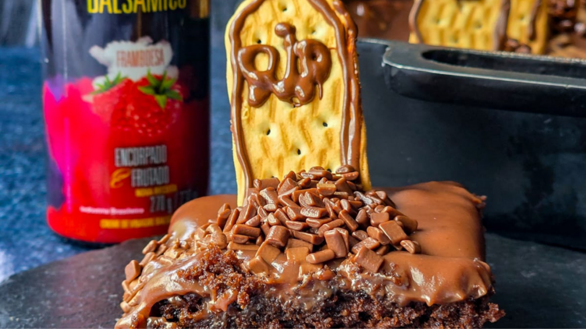bolo cemiterio de chocolate para o halloween