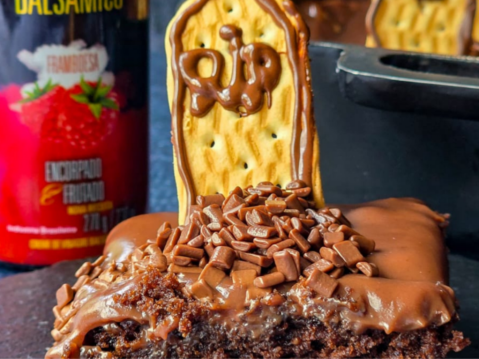 bolo cemiterio de chocolate para o halloween
