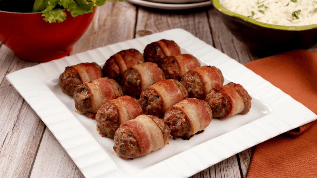 receita de almondegas assadas com bacon