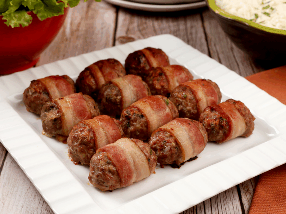 receita de almondegas assadas com bacon