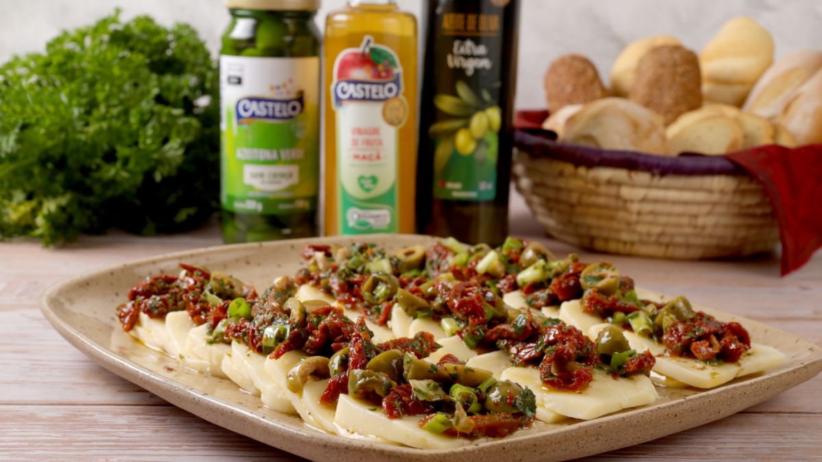 receita de queijo marinado