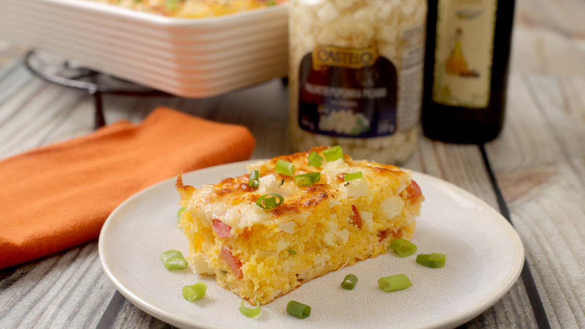 receita de bolo salgado de molho e palmito