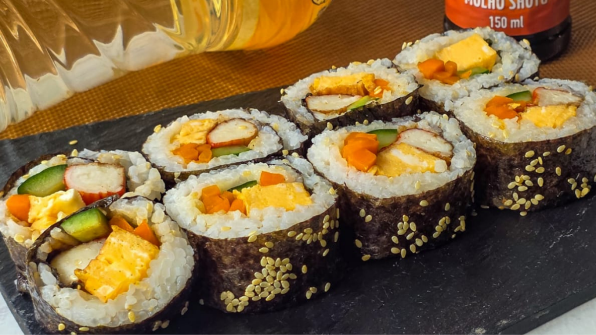 receita de kimpap (enroladinho coreano)