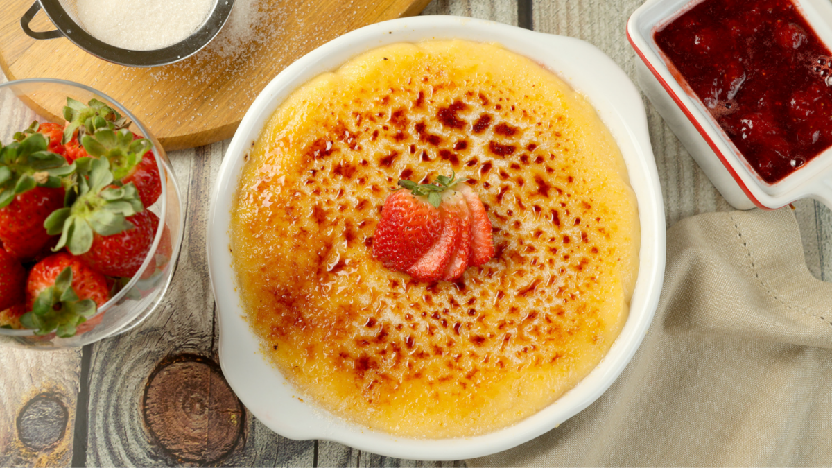 receita de creme brulee com morango