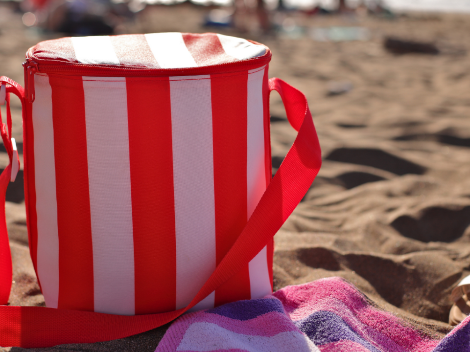 Lanches para levar à praia organizados em bolsa térmica