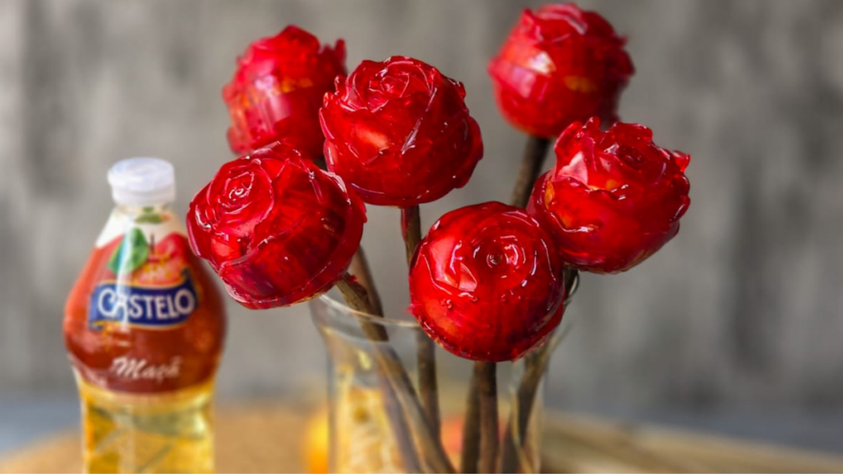 receita de rosas de maçã do amor